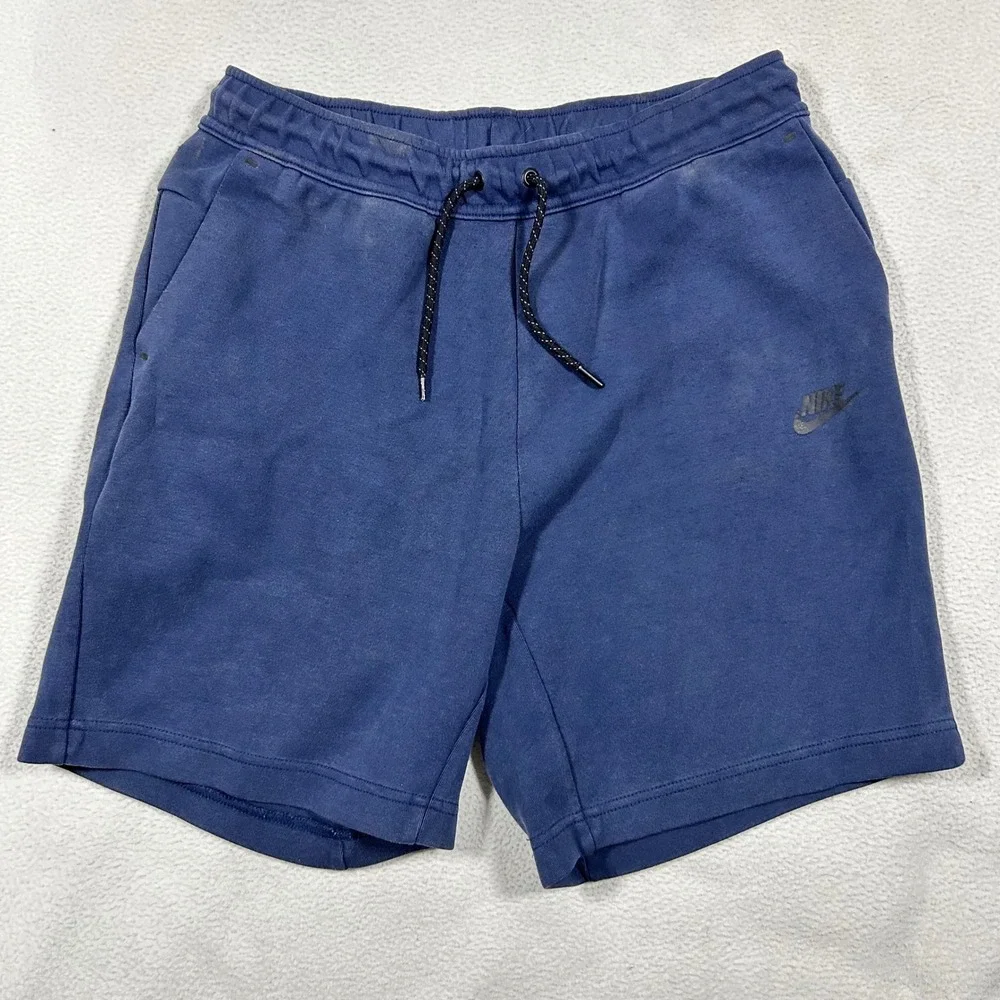Nike Tech Fleece Shorts Mens Size M Blue CU4503-410 Zipper Pocket